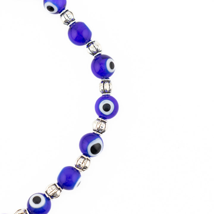 Bracelet Nazar en verre soufflé argenté, 8 mm, protection contre le mauvais œil, style mystique