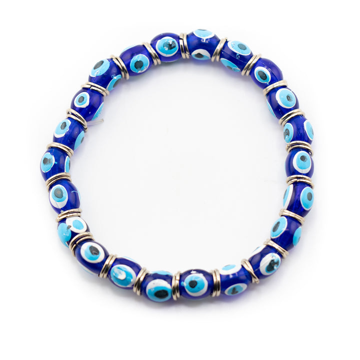 Blue Evil Eye Glass Bead Bracelet – Protection & Positive Energy Amulet