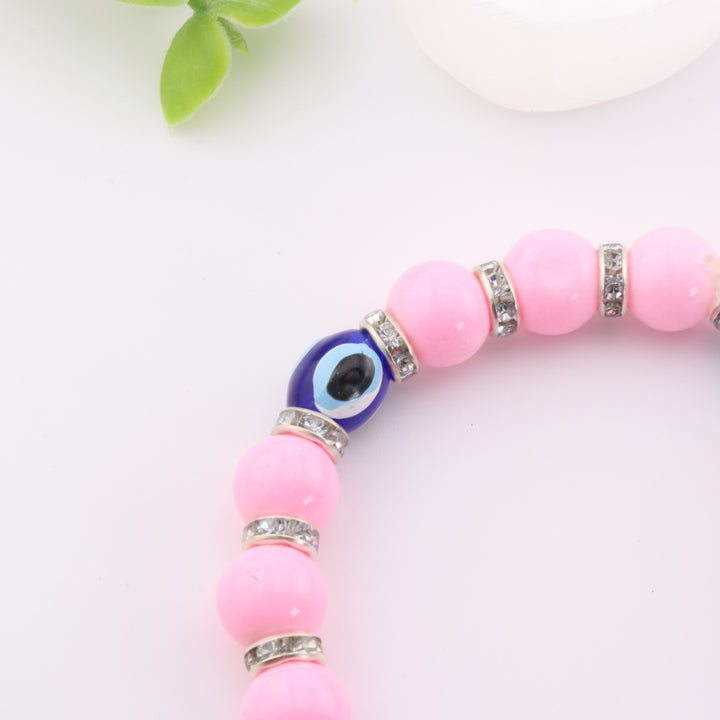 Charming Evil Eye-Nazar Protection Bracelet, Kids Size Bracelet, 8mm Beads