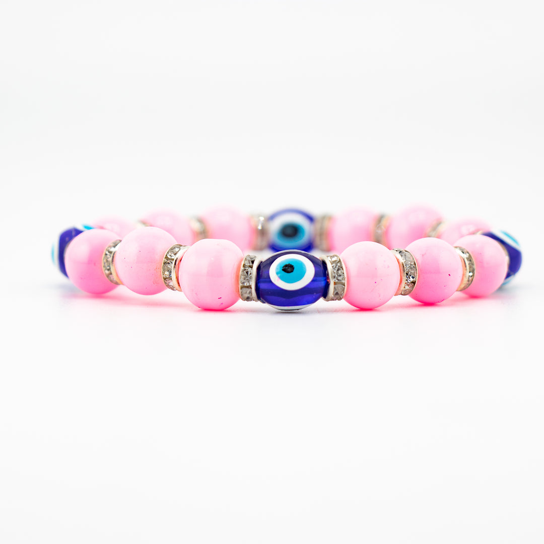 Charming Evil Eye-Nazar Protection Bracelet, Kids Size Bracelet, 8mm Beads