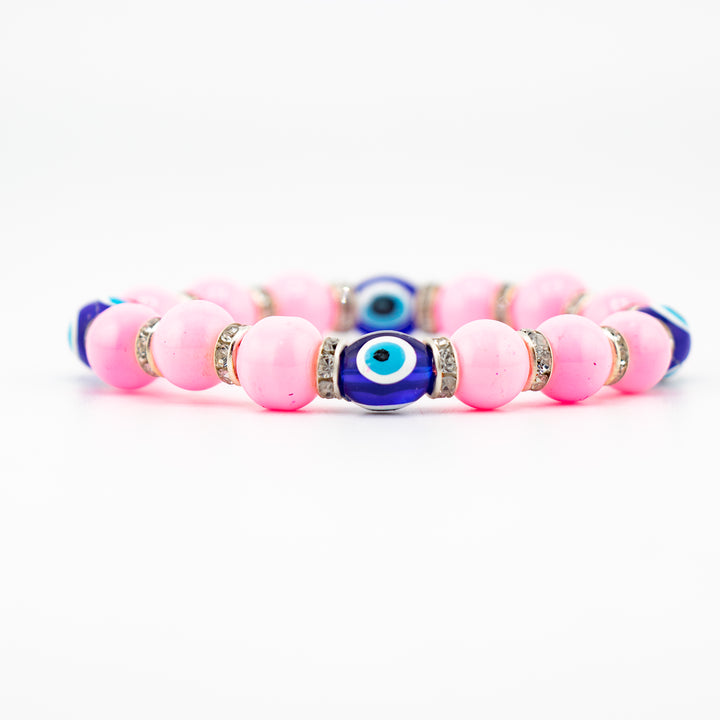 Charming Evil Eye-Nazar Protection Bracelet, Kids Size Bracelet, 8mm Beads