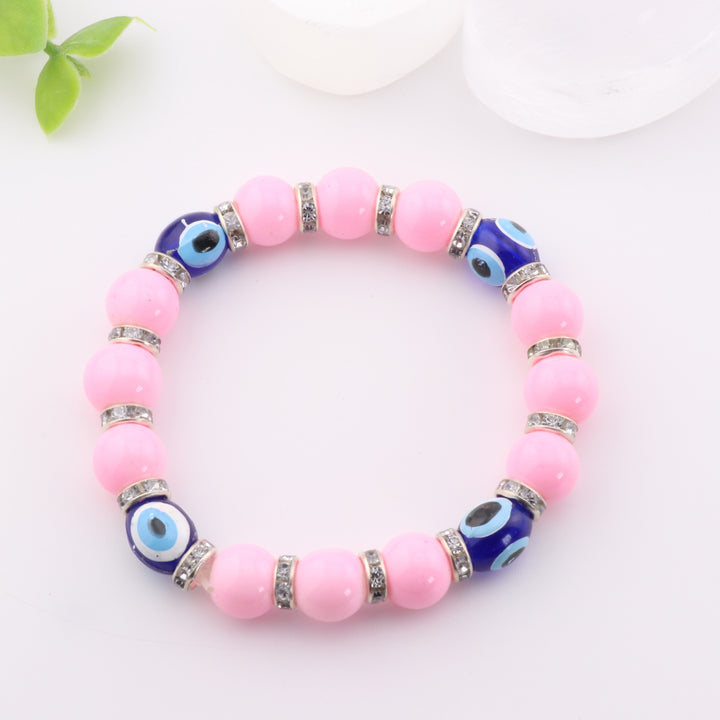 Charming Evil Eye-Nazar Protection Bracelet, Kids Size Bracelet, 8mm Beads