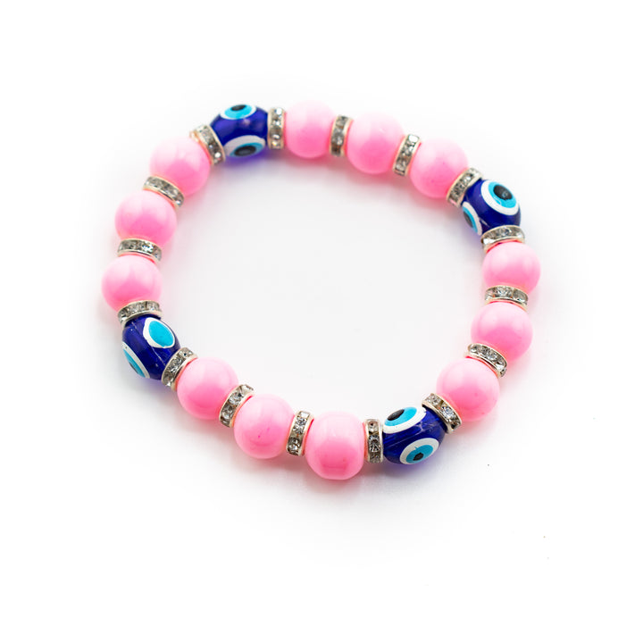 Charming Evil Eye-Nazar Protection Bracelet, Kids Size Bracelet, 8mm Beads
