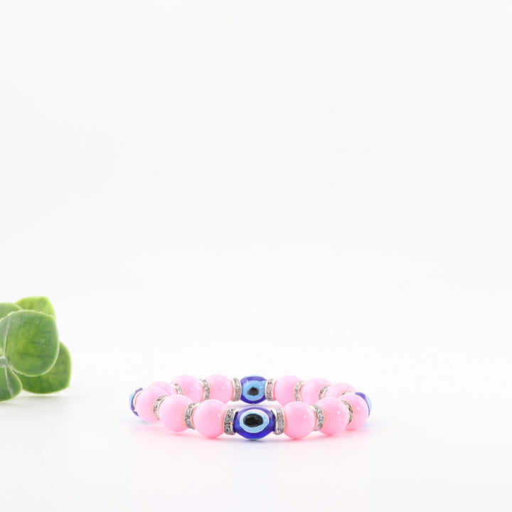 Charming Evil Eye-Nazar Protection Bracelet, Kids Size Bracelet, 8mm Beads