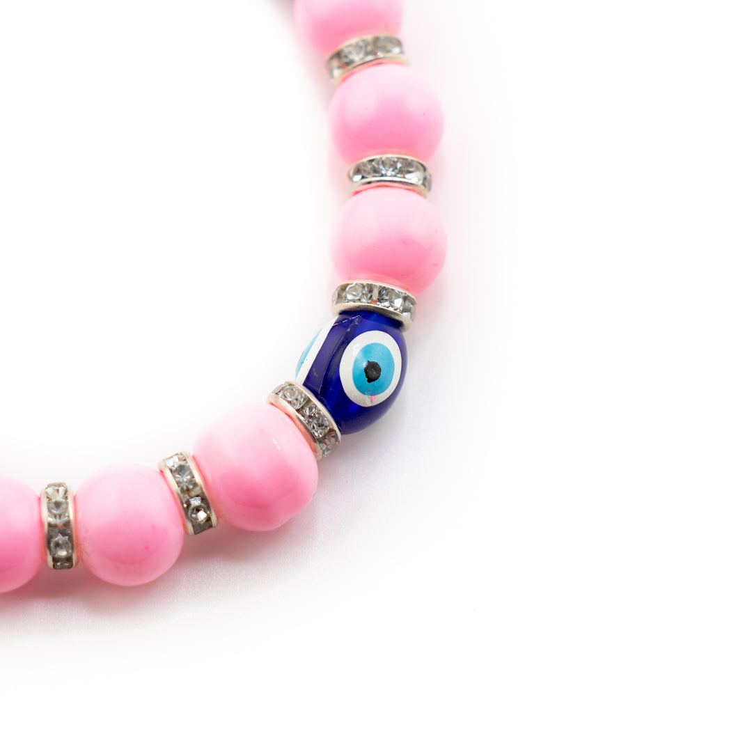 Charming Evil Eye-Nazar Protection Bracelet, Kids Size Bracelet, 8mm Beads