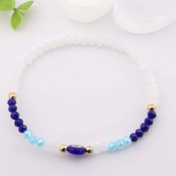 Handcrafted Nazar-Evil Eye Glass Bracelet, Multicolor Protection Accessory