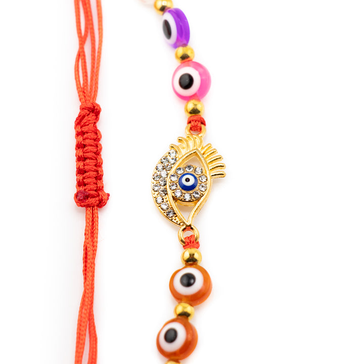 Bracelet en verre multicolore anti-mauvais œil Nazar avec brins en alliage tressé réglables, 8 mm – Accessoire de protection spirituelle