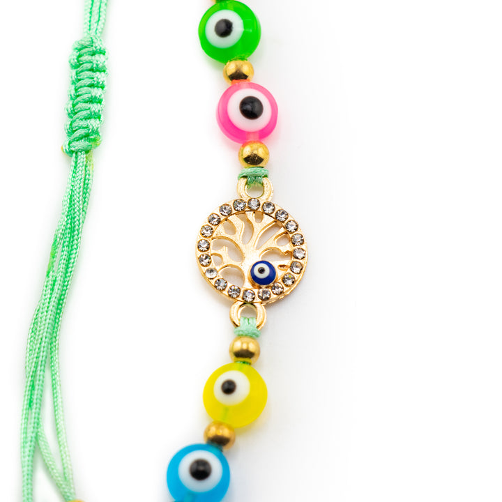 Bracelet en verre multicolore anti-mauvais œil Nazar avec brins en alliage tressé réglables, 8 mm – Accessoire de protection spirituelle
