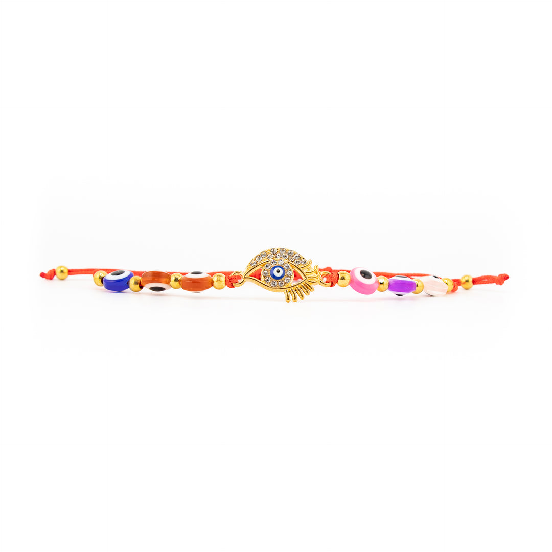 Bracelet en verre multicolore anti-mauvais œil Nazar avec brins en alliage tressé réglables, 8 mm – Accessoire de protection spirituelle
