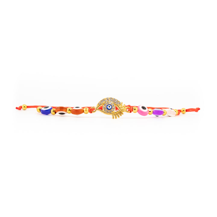 Bracelet en verre multicolore anti-mauvais œil Nazar avec brins en alliage tressé réglables, 8 mm – Accessoire de protection spirituelle
