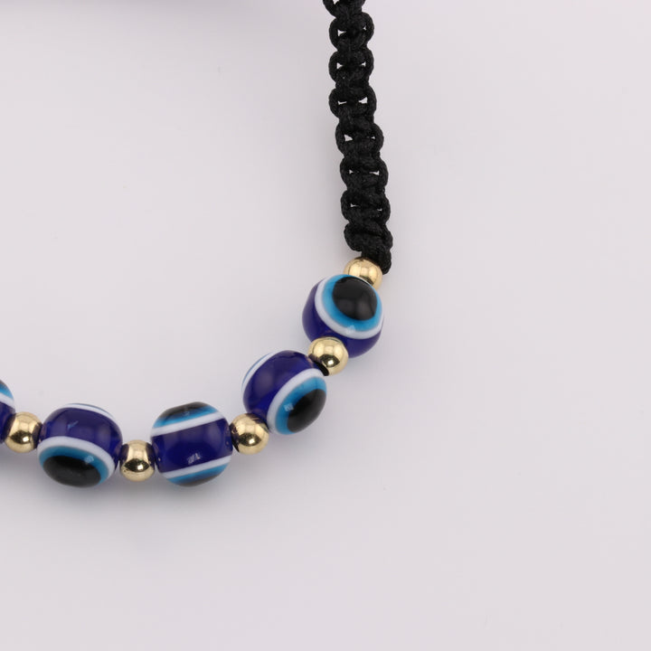 Handcrafted Braided Adjustable Bracelet - Featuring Nazar-Evil Eye Lampwork Beads, 8mm