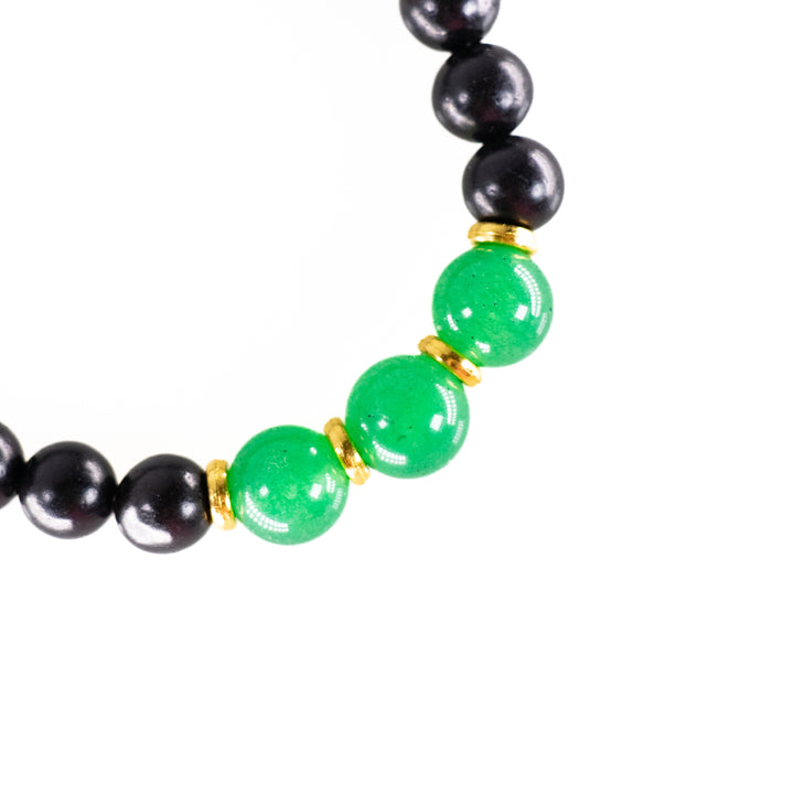 Natural Black Wood with Green Aventurine Gemstone Bracelet, 8mm