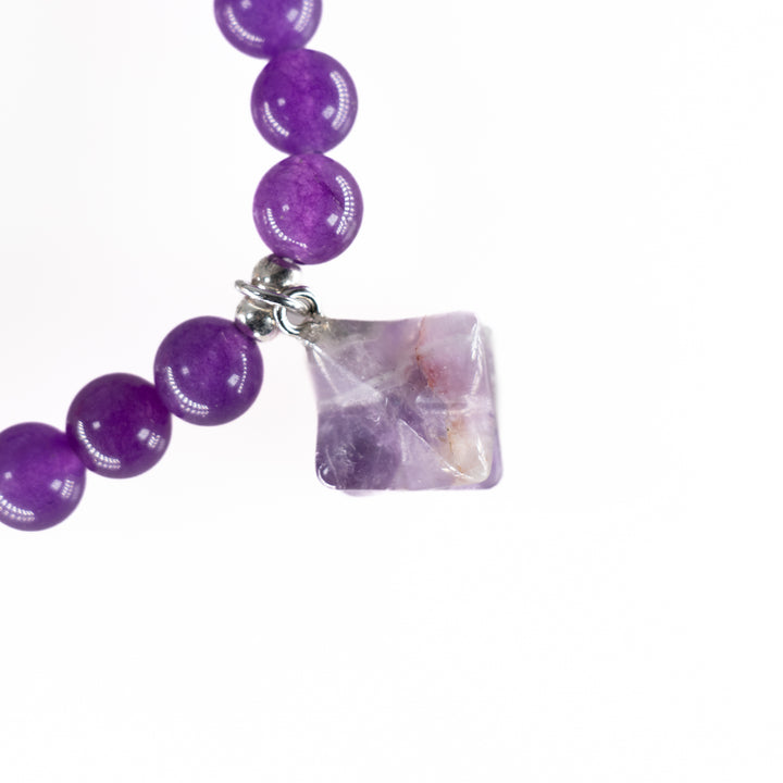Natural Amethyst and Chakra Bracelet- with Merkabah Charm, 8mm - Chakra Balancing Bracelet