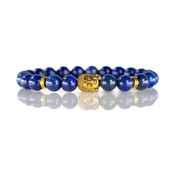 Bracelet en lapis-lazuli naturel, 8 mm, avec breloque tête de Bouddha