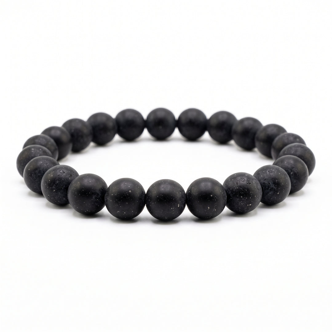 Black Jasper Metal-Free Stretch Bracelet – 8mm Grounding Stone Jewelry
