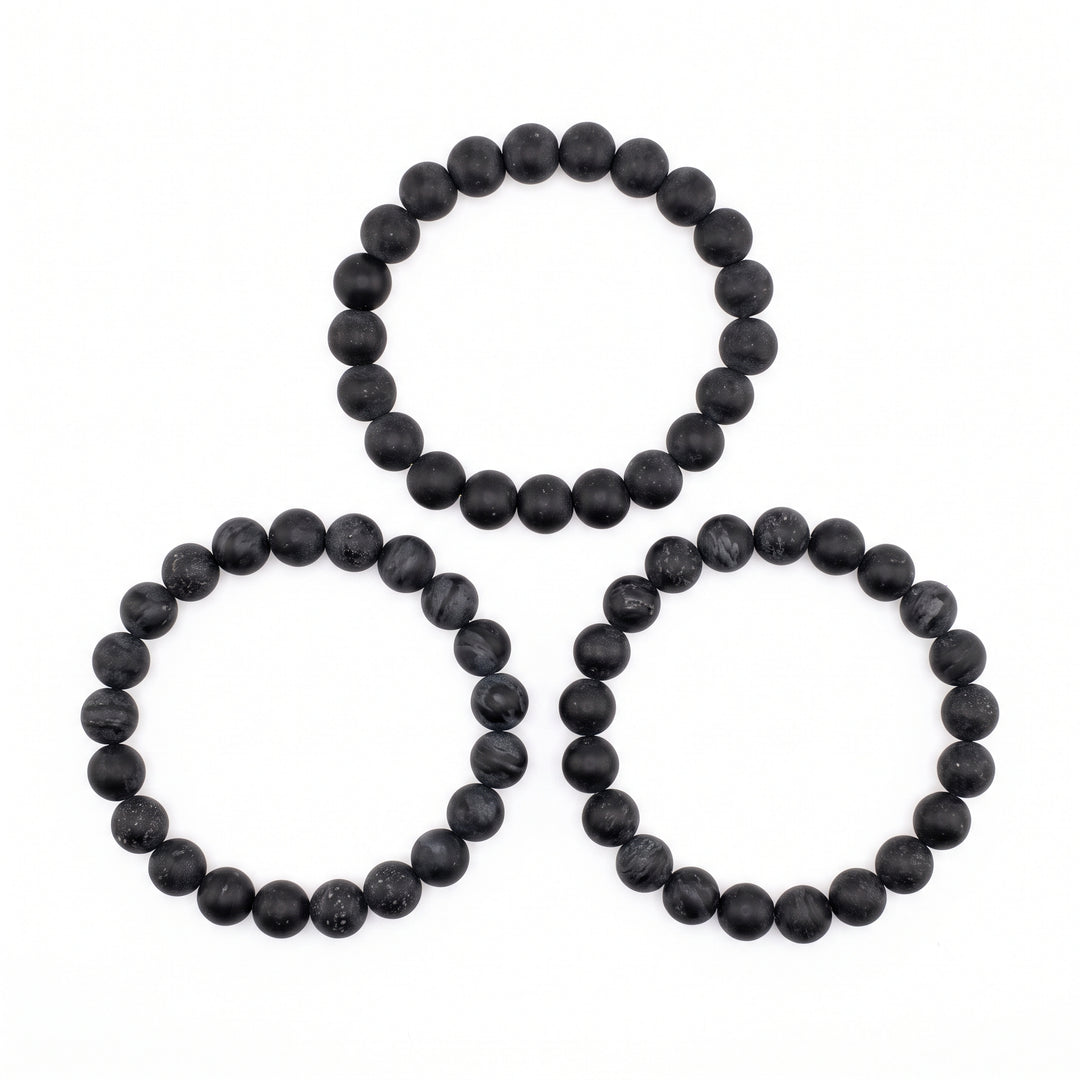 Black Jasper Metal-Free Stretch Bracelet – 8mm Grounding Stone Jewelry