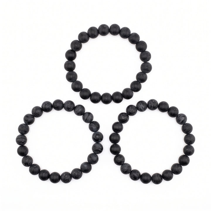 Black Jasper Metal-Free Stretch Bracelet – 8mm Grounding Stone Jewelry
