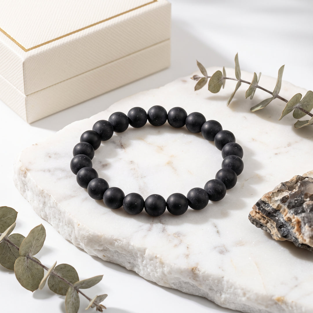 Black Jasper Metal-Free Stretch Bracelet – 8mm Grounding Stone Jewelry