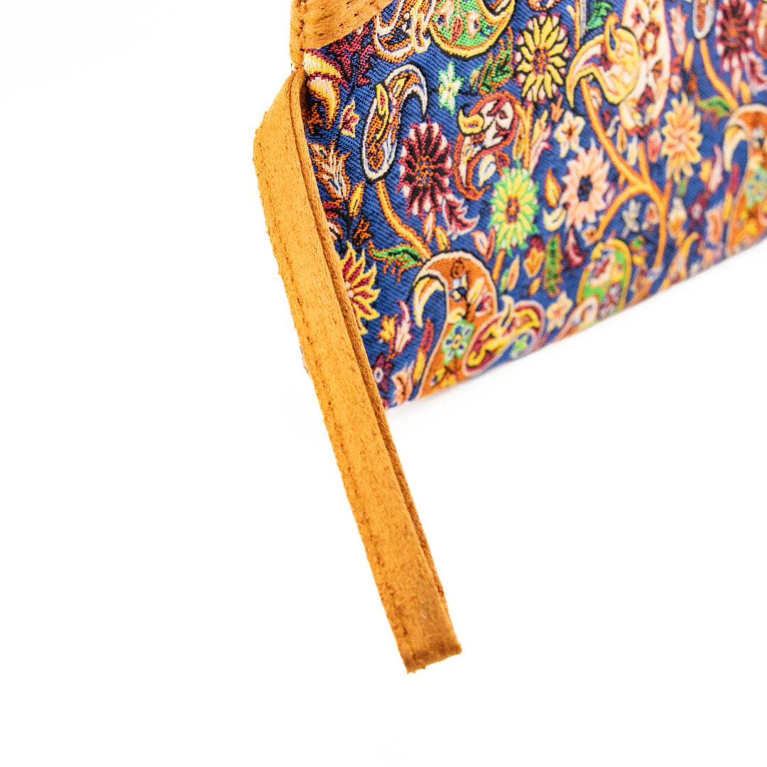 Authentic Turkish Paisley Zippered Wristlets – Ivory Garden & Navy Mosaic
