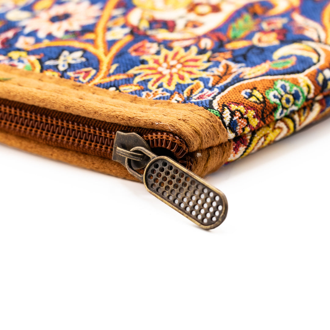 Authentic Turkish Paisley Zippered Wristlets – Ivory Garden & Navy Mosaic