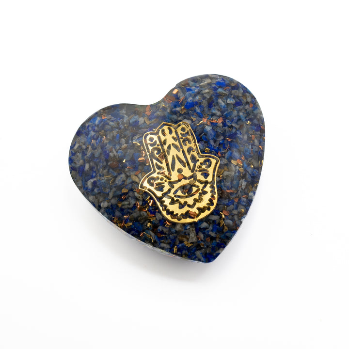 Lapis Lazuli Orgonite Heart – Intuition, Wisdom & Third Eye Alignment