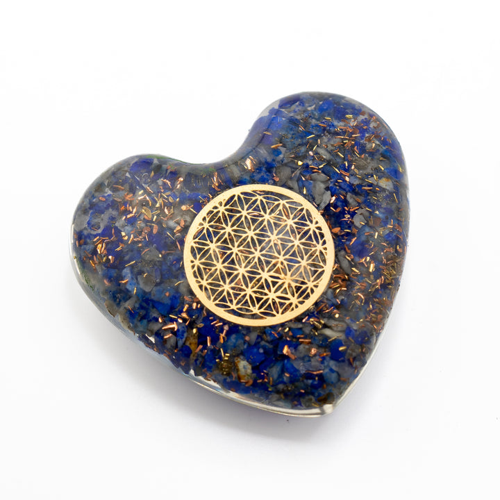 Lapis Lazuli Orgonite Heart – Intuition, Wisdom & Third Eye Alignment