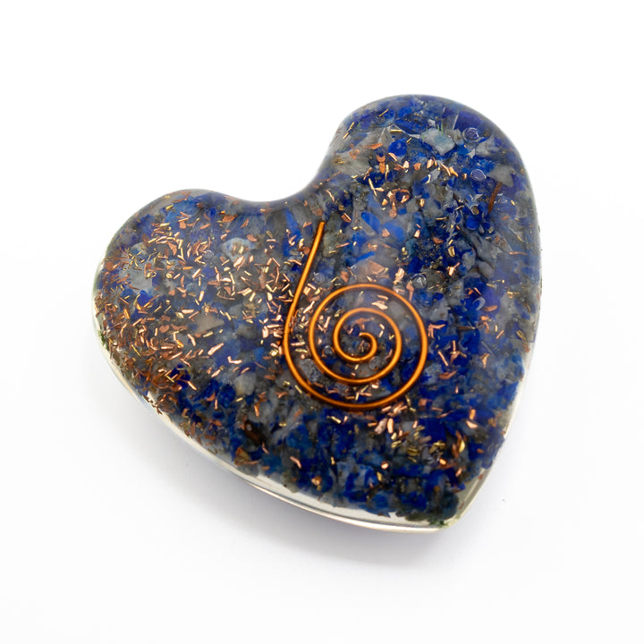 Lapis Lazuli Orgonite Heart – Intuition, Wisdom & Third Eye Alignment