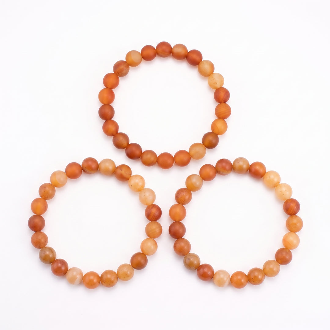 Frosted Carnelian Metal-Free Stretch Bracelet – 8mm Matte Stone Jewelry