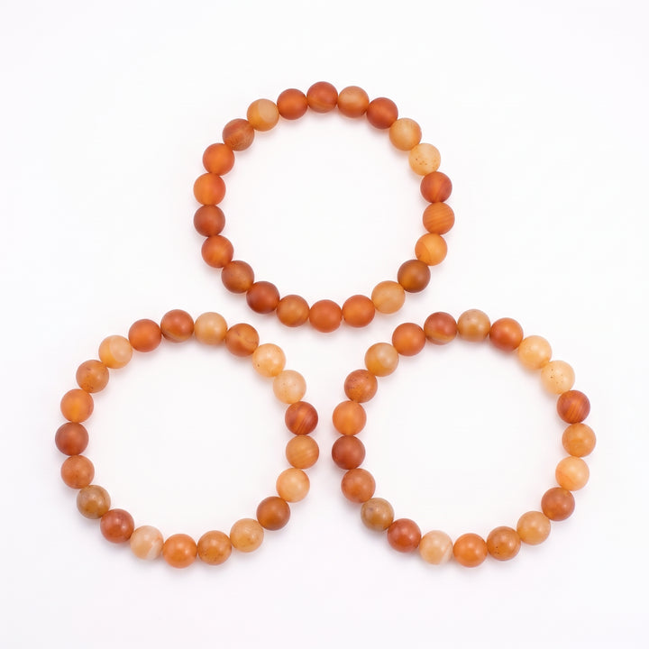 Frosted Carnelian Metal-Free Stretch Bracelet – 8mm Matte Stone Jewelry