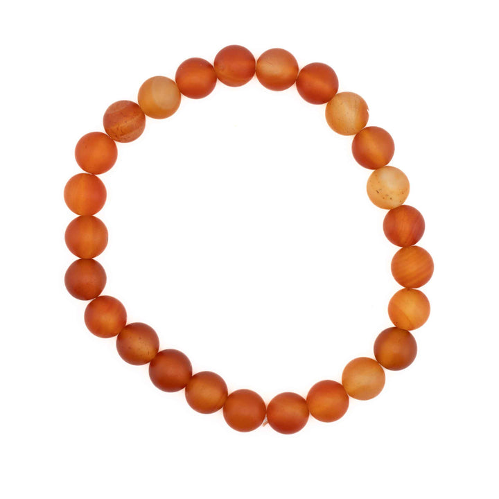Frosted Carnelian Metal-Free Stretch Bracelet – 8mm Matte Stone Jewelry