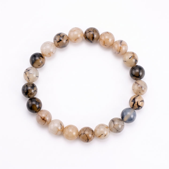 Dragon Veins Agate Metal-Free Stretch Bracelet – 8mm Statement Stone Jewelry