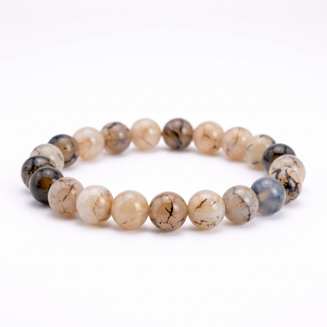 Dragon Veins Agate Metal-Free Stretch Bracelet – 8mm Statement Stone Jewelry