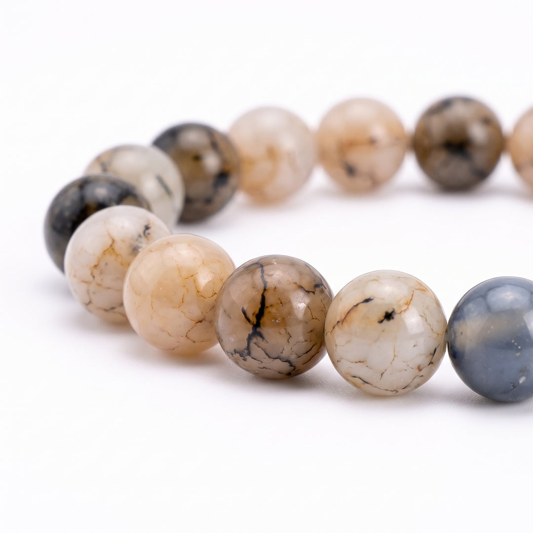 Dragon Veins Agate Metal-Free Stretch Bracelet – 8mm Statement Stone Jewelry