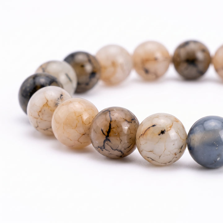 Dragon Veins Agate Metal-Free Stretch Bracelet – 8mm Statement Stone Jewelry
