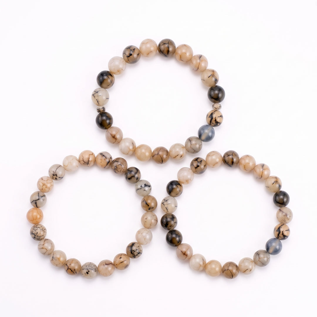 Dragon Veins Agate Metal-Free Stretch Bracelet – 8mm Statement Stone Jewelry