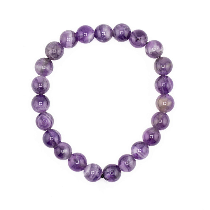 Pulsera de amatista natural Dream/Chevron - Sin metal, 8 mm - Calma y equilibrio
