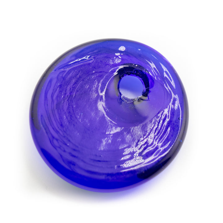 Nazar/mauvais œil plat fait main en verre soufflé, avec trou, 3,8 cm