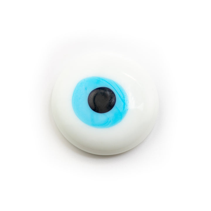 Nazar/mauvais œil en lampwork blanc plat fait main, 2,5 cm