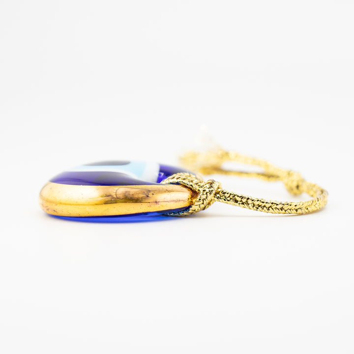 Handmade Gold Plated Flat Lampwork Nazar/Evil Eye, 1.5" Inch