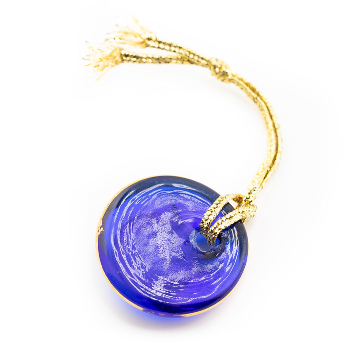 Handmade Gold Plated Flat Lampwork Nazar/Evil Eye, 1.5" Inch