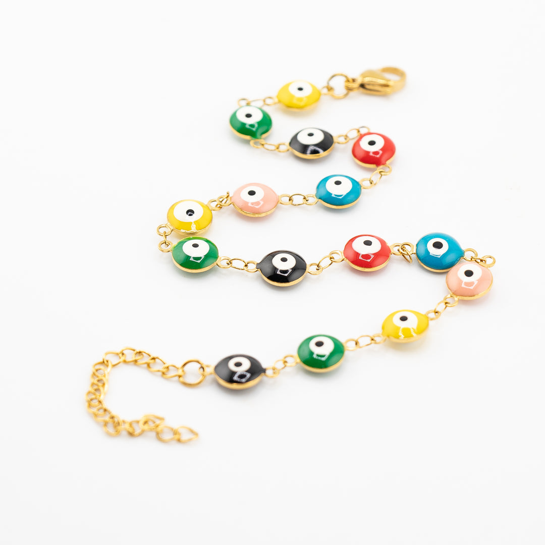 Bracelet de cheville plaqué or Nazar/Mauvais œil