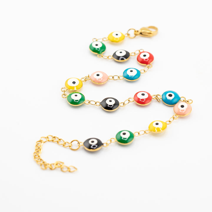 Bracelet de cheville plaqué or Nazar/Mauvais œil