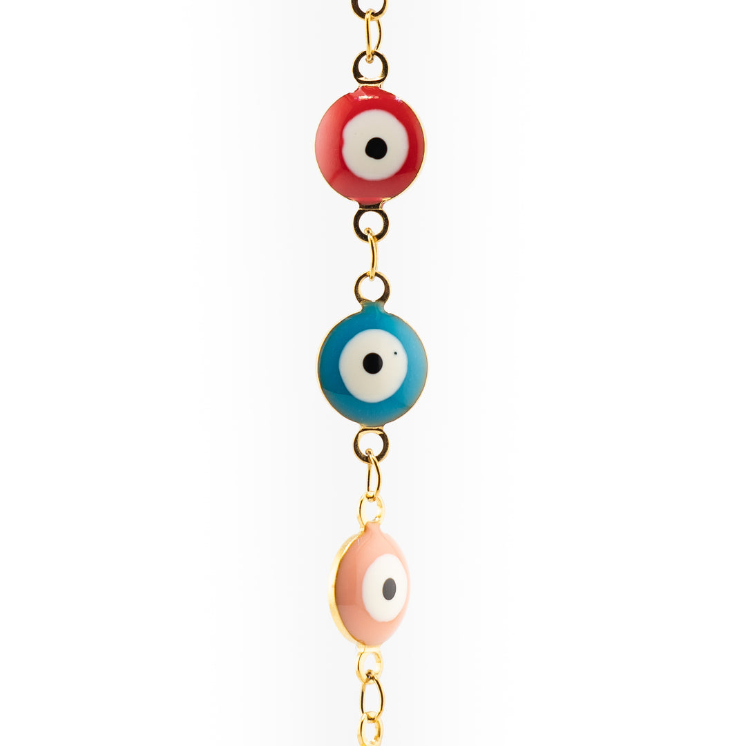 Bracelet de cheville plaqué or Nazar/Mauvais œil