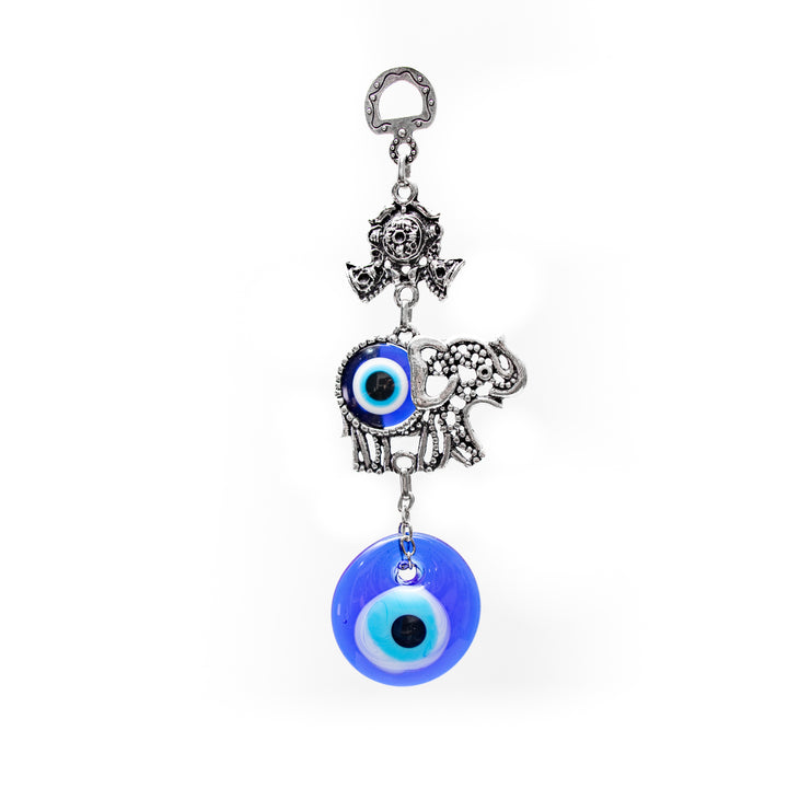 Authentic Nazar/Evil Eye Wall Decor with Elephant Figure, 8" Inch