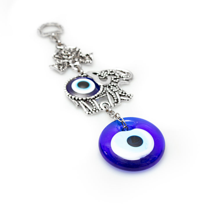 Authentic Nazar/Evil Eye Wall Decor with Elephant Figure, 8" Inch