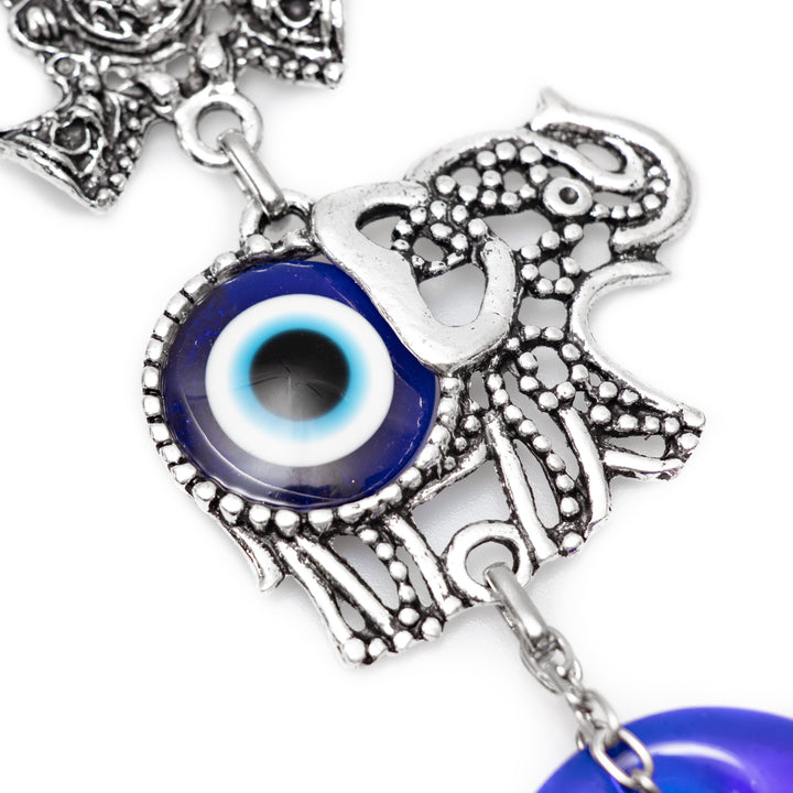 Authentic Nazar/Evil Eye Wall Decor with Elephant Figure, 8" Inch