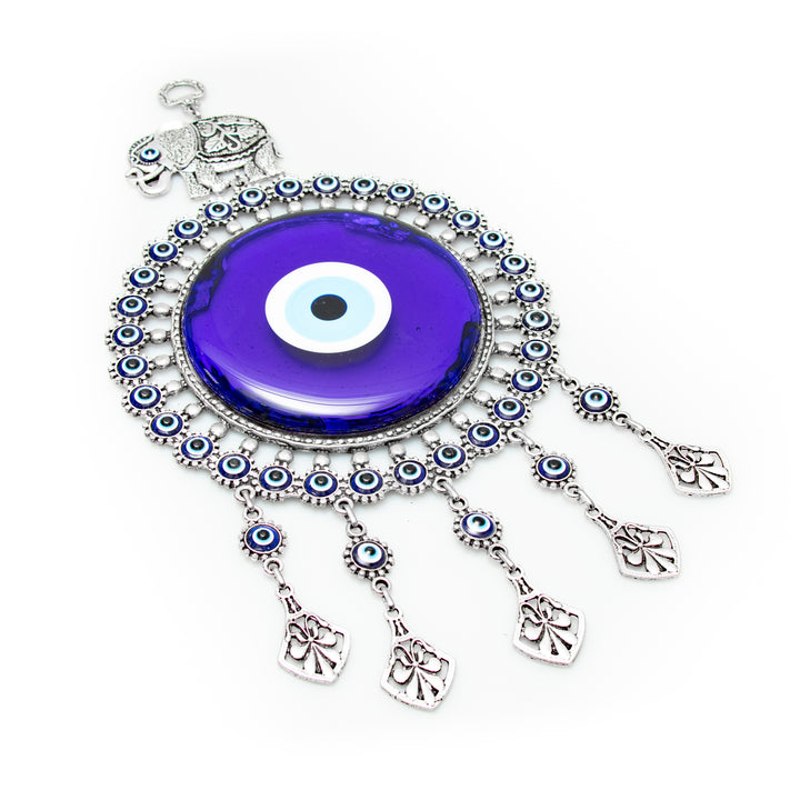 Authentic Nazar/Evil Eye Wall Decor with Elephant Figure, 12" Inch