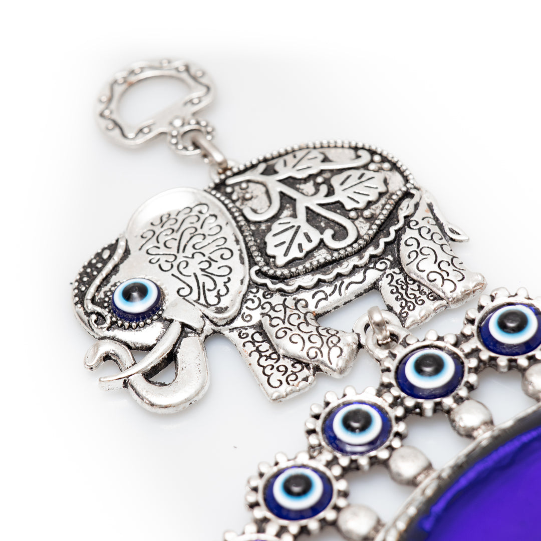 Authentic Nazar/Evil Eye Wall Decor with Elephant Figure, 12" Inch