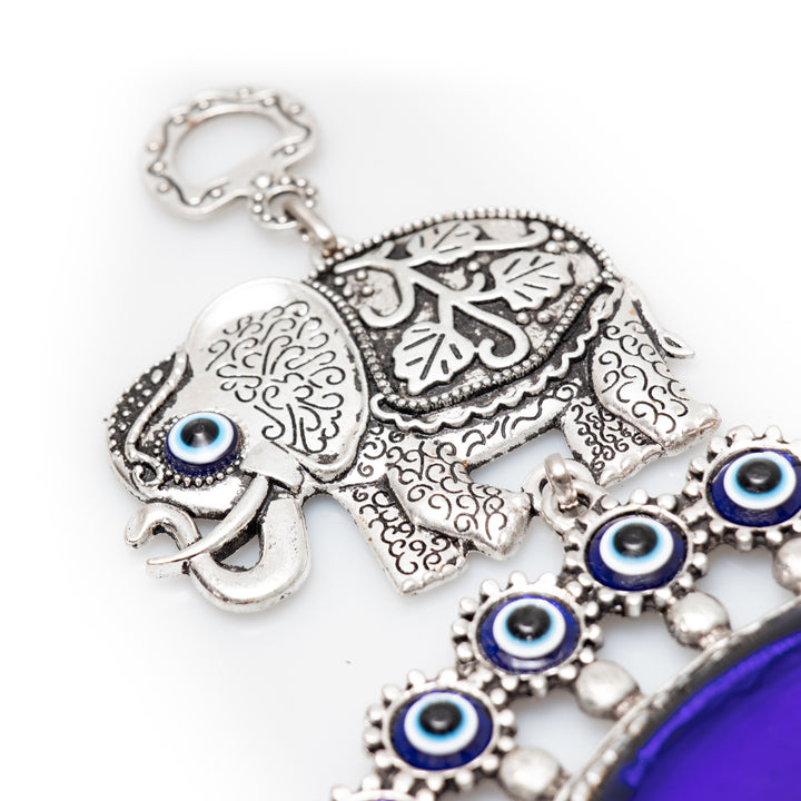 Authentic Nazar/Evil Eye Wall Decor with Elephant Figure, 12" Inch