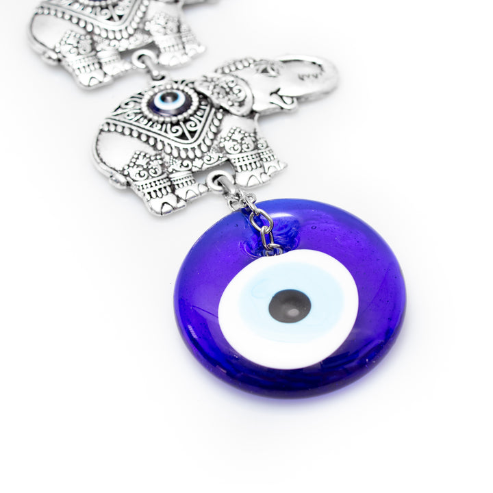 Authentic Nazar/Evil Eye Wall Decor with Elephant Figure, 17" Inch